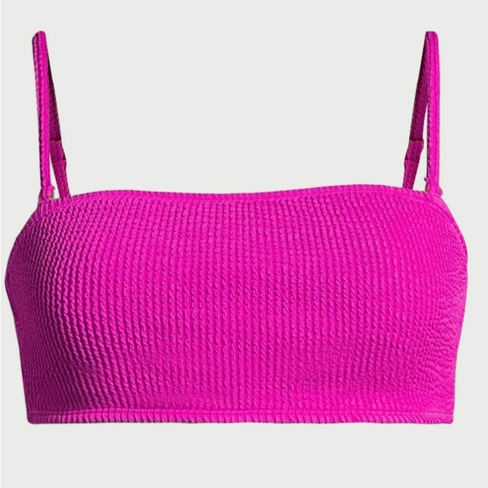 No Boundaries Juniors' Crinkle Bandeau Pink Bikini Tube Swim Top Medium Size